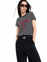 Women's Striped T-Shirt with Embroidery
